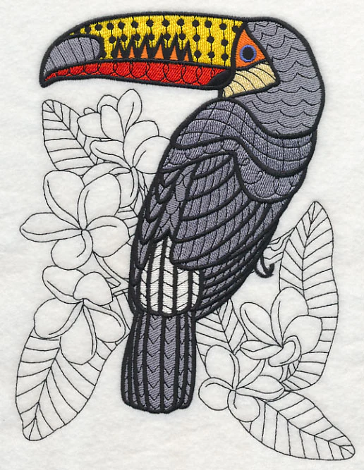 Toucan with Frangipani (Blackwork) - Image 5