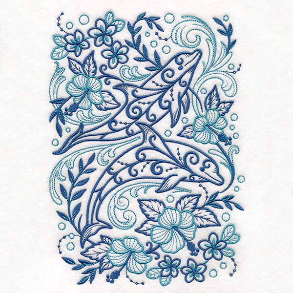 Tropical Doodle Dolphin and Hibiscus - Image 11