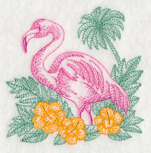 Tropical Flamingo Scene (Toile) - Image 2