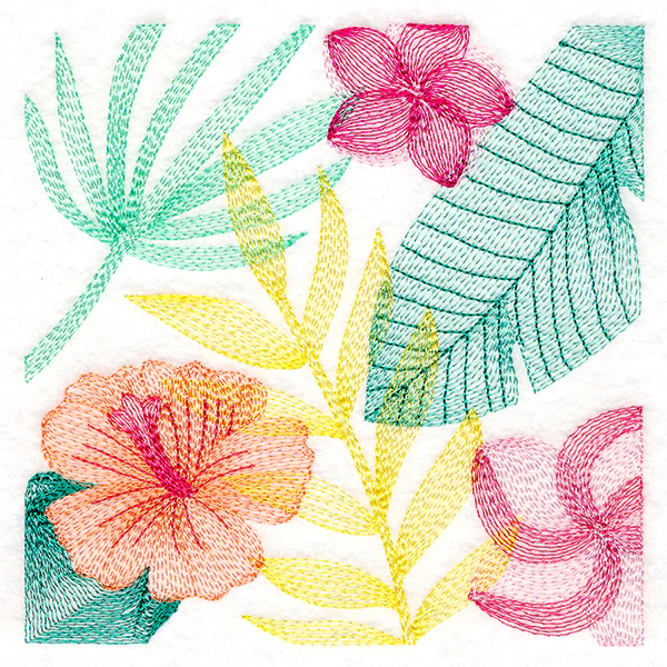Tropical Leaves & Flowers Square - Image 3