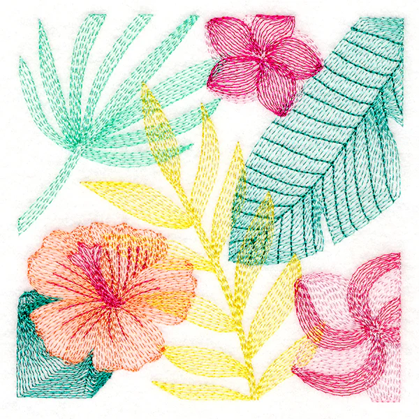 Tropical Leaves & Flowers Square - Image 4
