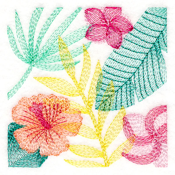 Tropical Leaves & Flowers Square - Image 5