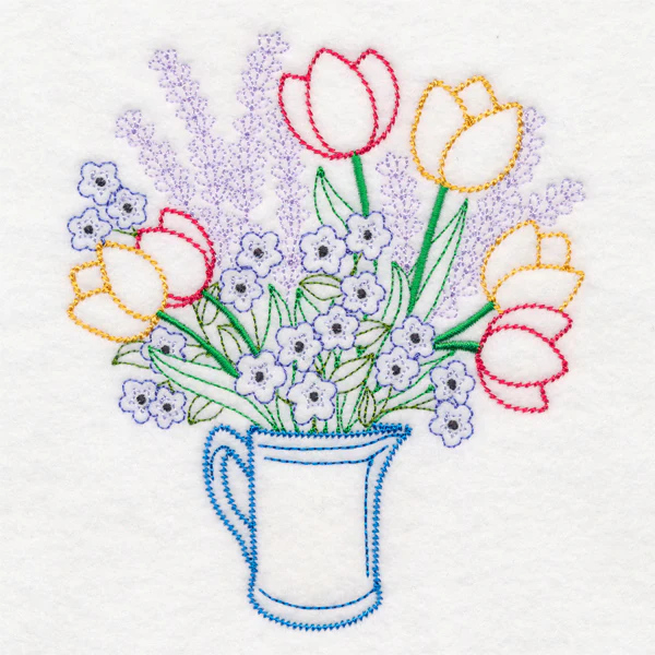 Tulip and Lavender Bouquet (Vintage) - Image 3