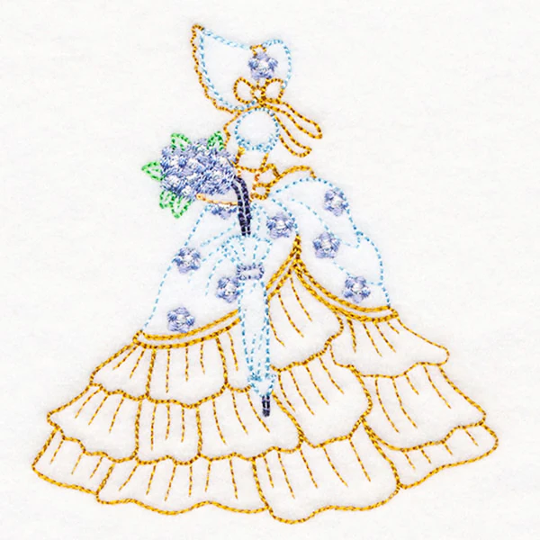 Umbrella Girl with Forget-Me-Nots (Vintage) - Image 3