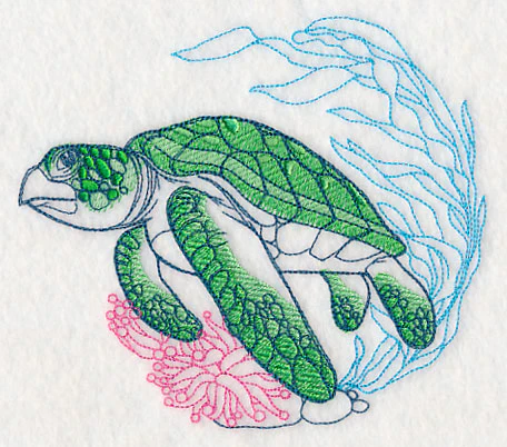 Undersea Sea Turtle Etching - Image 3