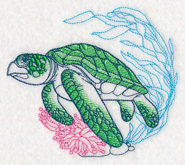 Undersea Sea Turtle Etching - Image 4