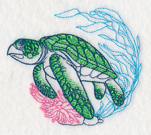 Undersea Sea Turtle Etching - Image 5