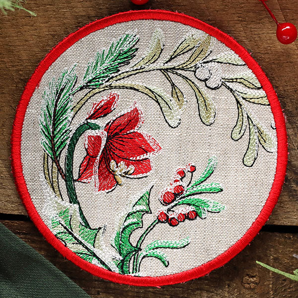 Very Merry Christmas Botanicals Coaster (In-the-Hoop) - Image 5