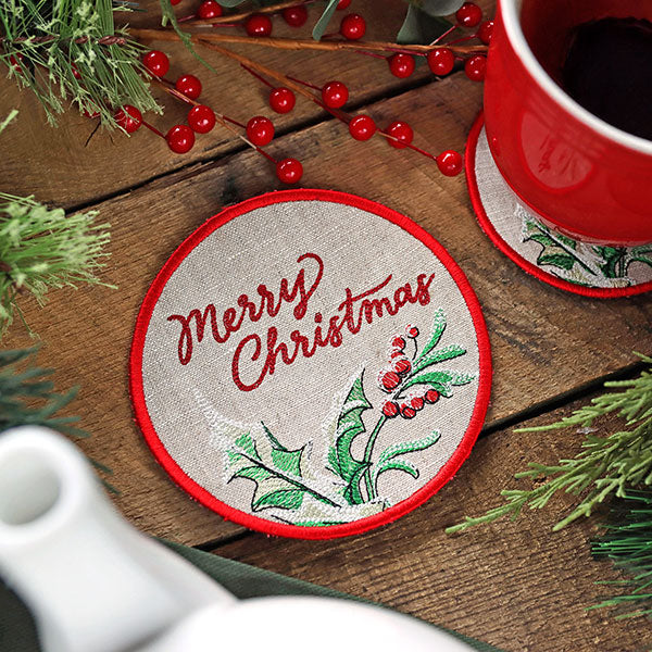 Very Merry Christmas Coaster (In-the-Hoop) - Image 6