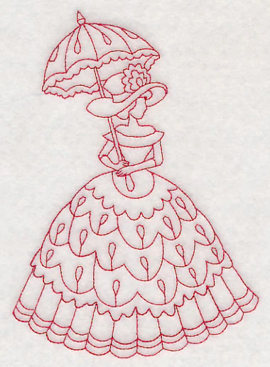 Victorian Lady - Teardrop Dress (Redwork) - Image 3
