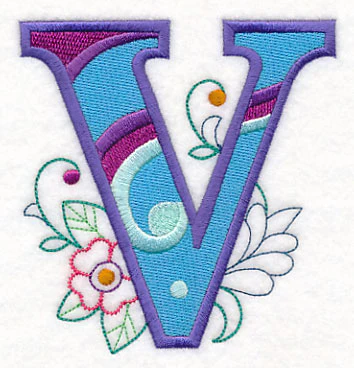 Vintage Flower Fade Letter V - 6 Inch - Image 2