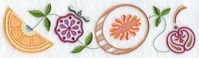 Vintage Jacobean Fruit Thin Border