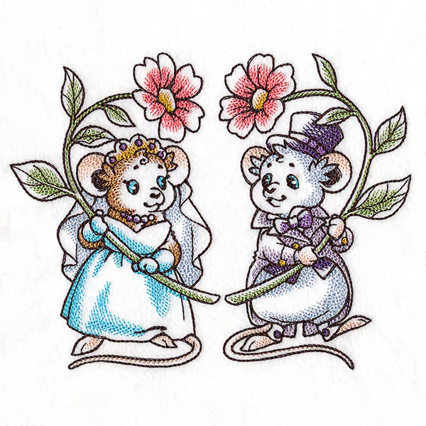 Wedding Mice with Flowers - Image 3
