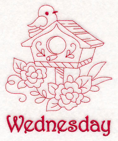 Wednesday Birdhouse (Redwork) - Image 3
