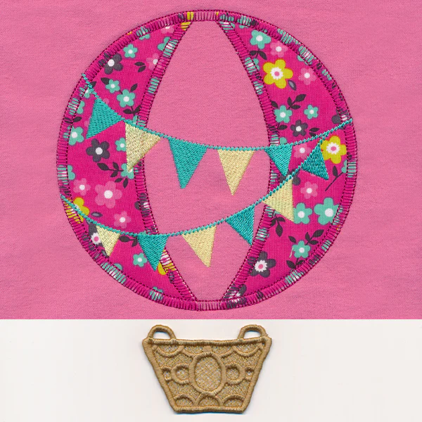 Whimsical Hot Air Balloon (Hooped Applique with Lace) - Image 2