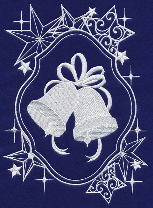 White Christmas Bells in Starry Frame