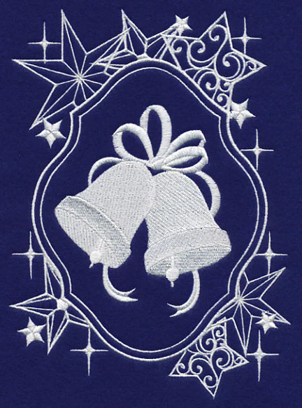 White Christmas Bells in Starry Frame - Image 2