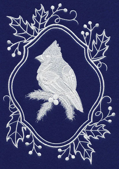 White Christmas Cardinal in Holly Frame - Image 2