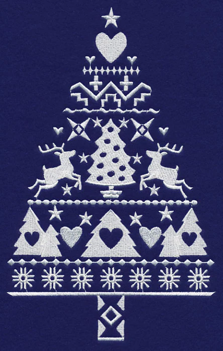White Christmas Nordic Tree with Reindeer - Image 3