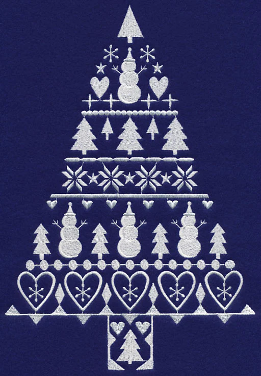 White Christmas Nordic Tree with Snowmen - Image 9