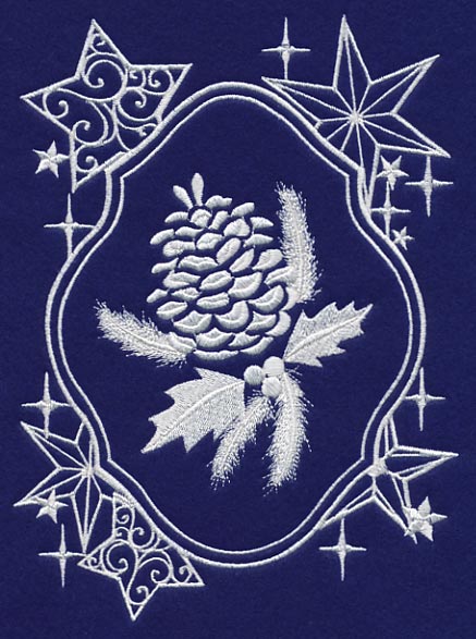 White Christmas Pinecone in Starry Frame - Image 2