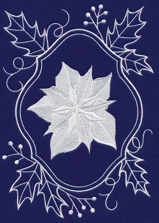 White Christmas Poinsettia in Holly Frame - Image 4
