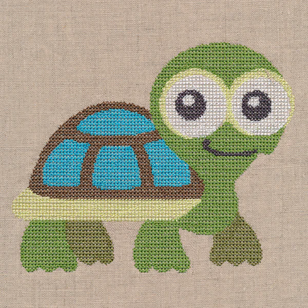 Wide-Eyed Baby Boy Turtle (Cross Stitch) - Image 2