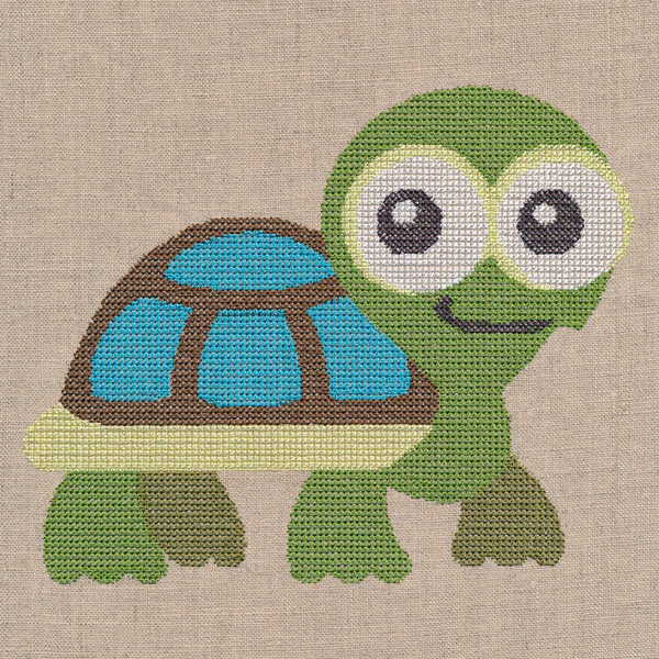 Wide-Eyed Baby Boy Turtle (Cross Stitch) - Image 4