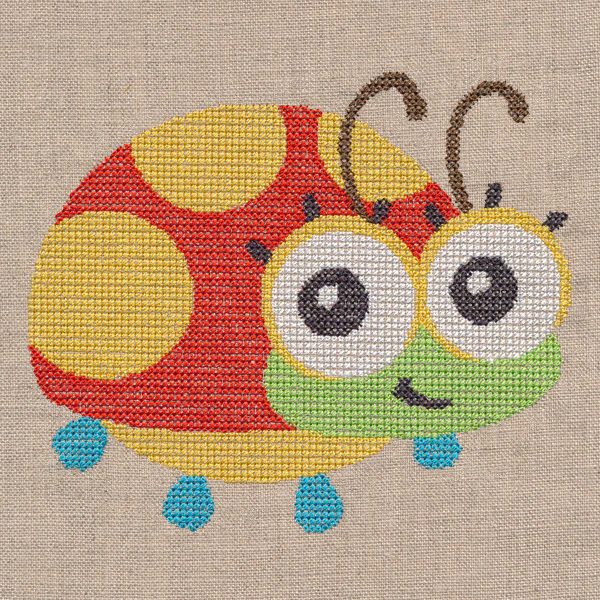 Wide-Eyed Baby Girl Ladybug (Cross Stitch) - Image 3