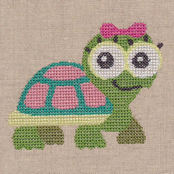 Wide-Eyed Baby Girl Turtle (Cross Stitch) - Image 6