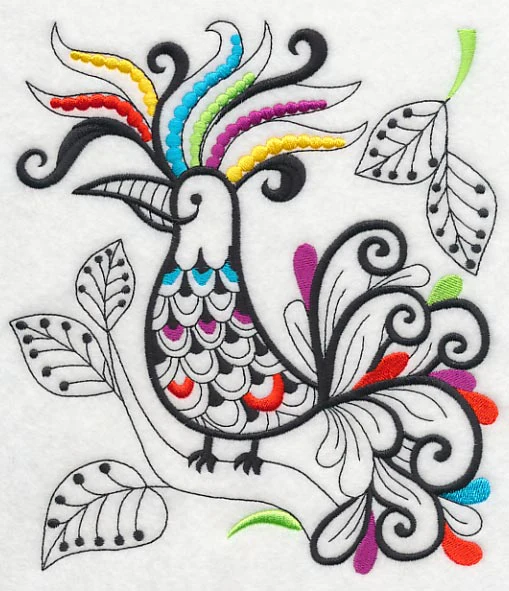 Wild Whimsy Bird 1 (Blackwork)