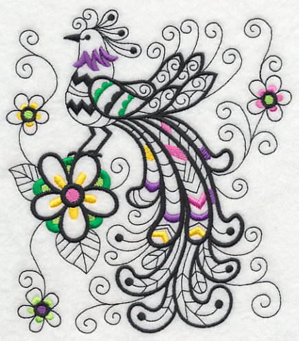 Wild Whimsy Bird 2 (Blackwork) - Image 2
