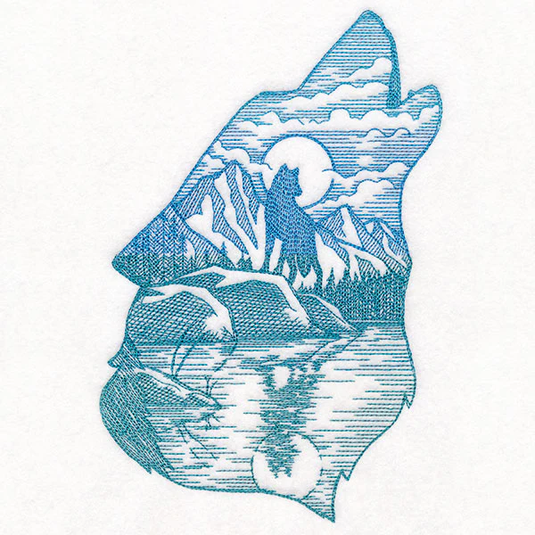 Wild Woods Wolf Scene Etching - Image 3