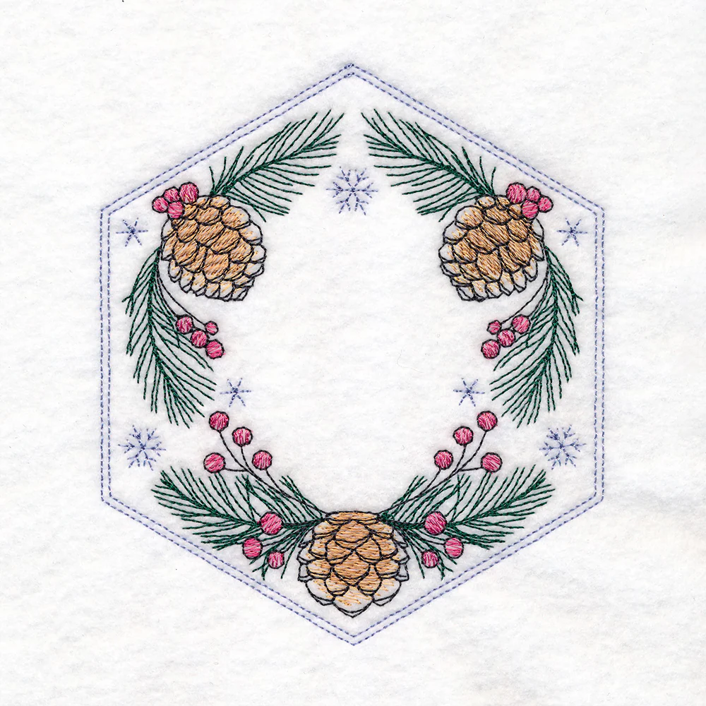 Winter Beauty Quilt Hexagon - Pinecones - Image 3