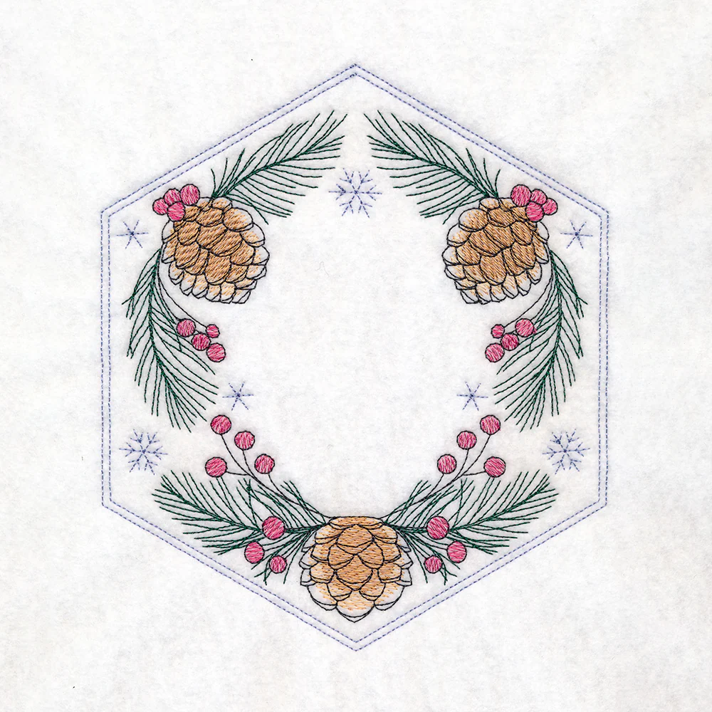 Winter Beauty Quilt Hexagon - Pinecones - Image 4