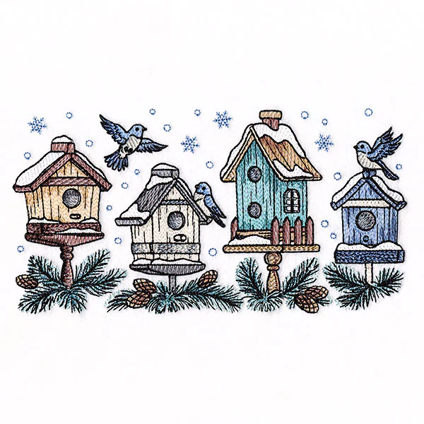 Winter Birdhouse Block Party Border - Image 5