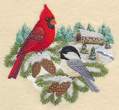 Winter Birds and Covered Bridge - Image 3