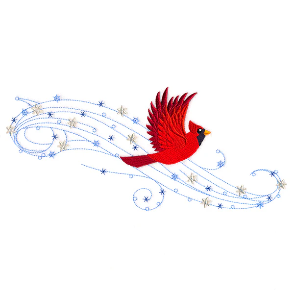 Winter Cardinal in Flight