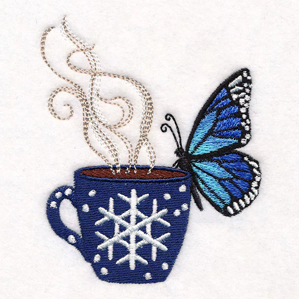 Winter Coffee Break Blue Morpho Butterfly - Image 4