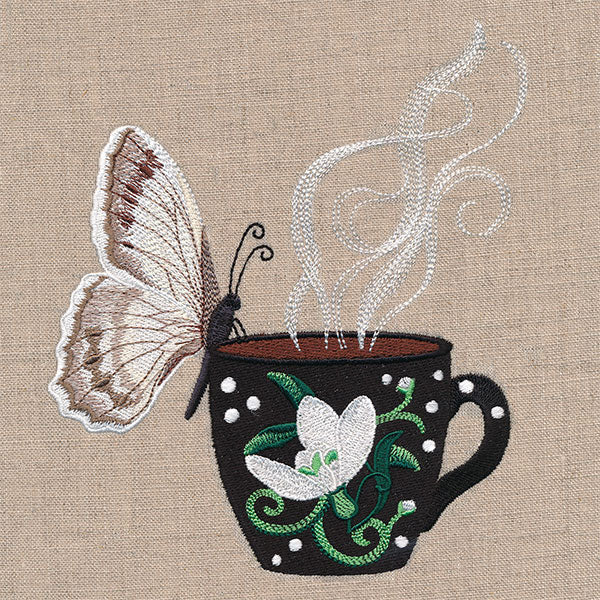 Winter Coffee Break Checkered White Butterfly - Image 3