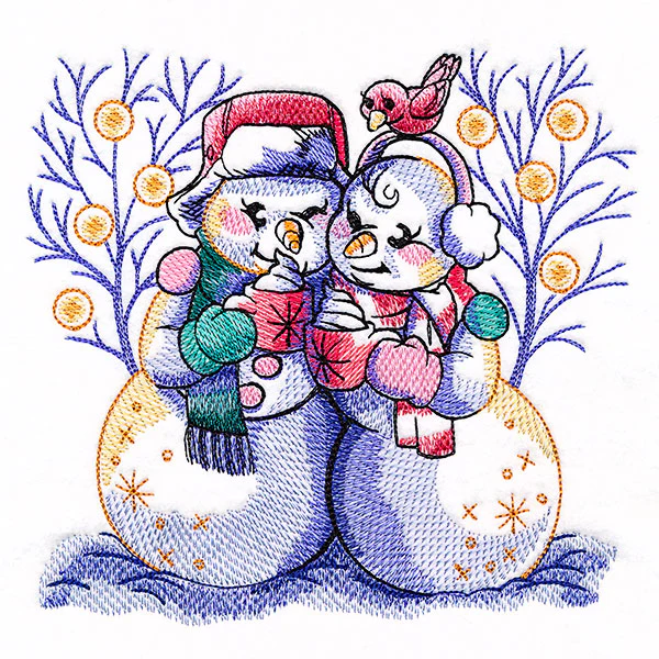 Winter Enchantment Snowman Couple - Image 2