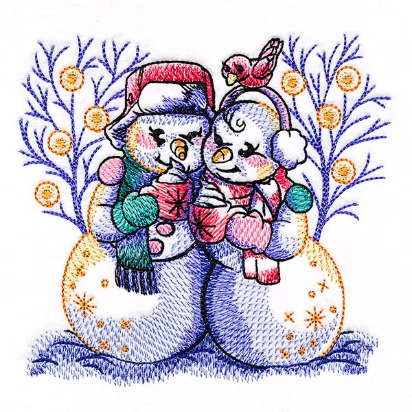 Winter Enchantment Snowman Couple - Image 4