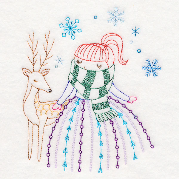 Winter Friends - Girl with Deer - Image 2