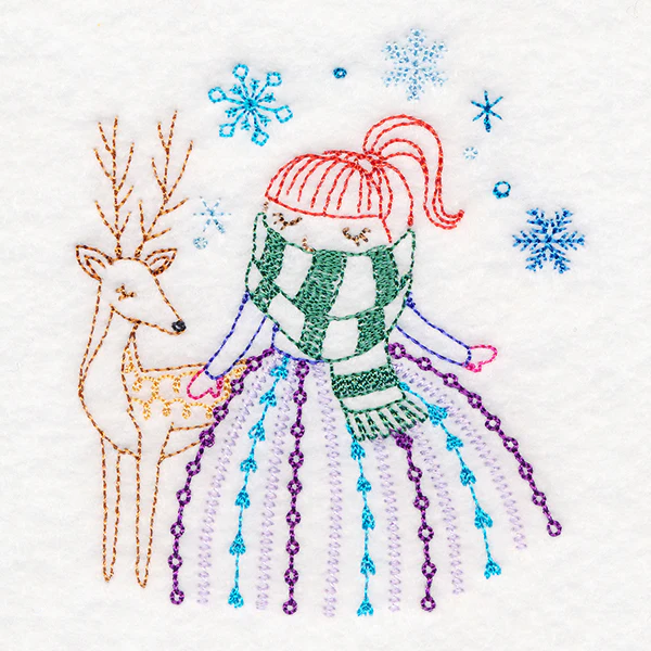 Winter Friends - Girl with Deer - Image 3