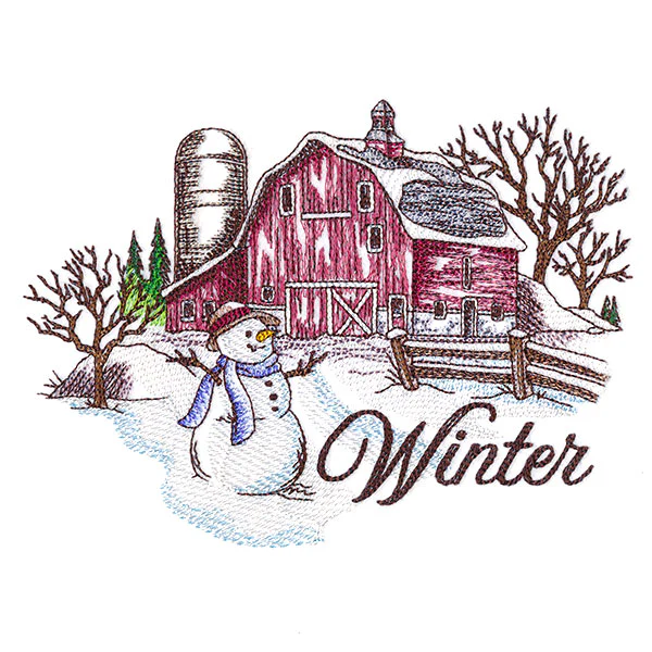 Winter in the Country Barn Scene - Image 7