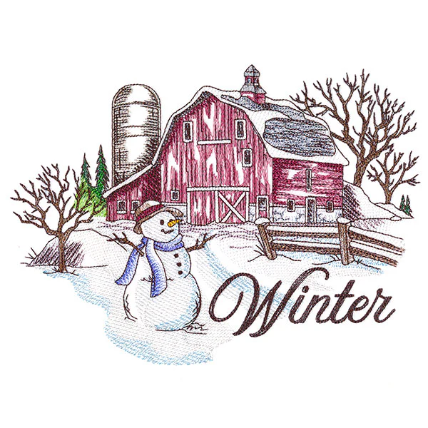 Winter in the Country Barn Scene - Image 9