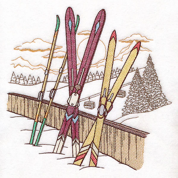 Winter on the Ski Slopes Sunset Scene - Image 9