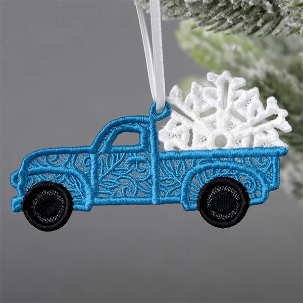 Winter Time Retro Truck Ornament (Lace) - Image 2