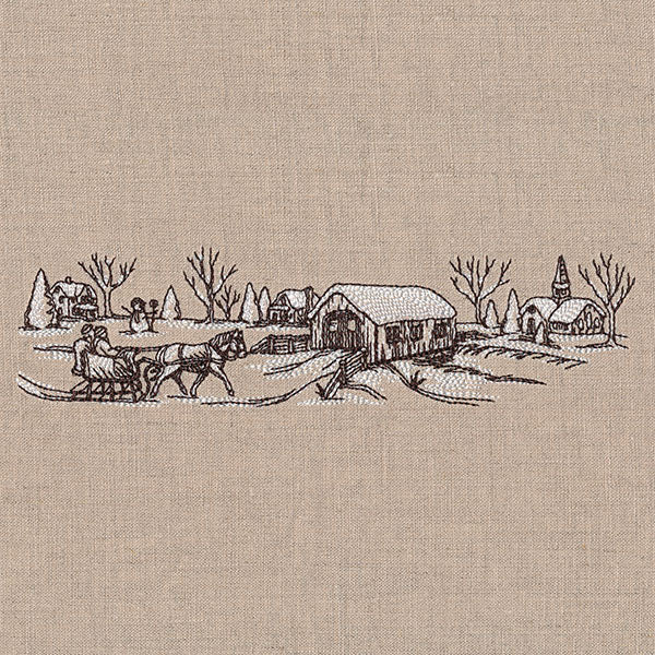 Wintertime Village Etching Border - Image 4