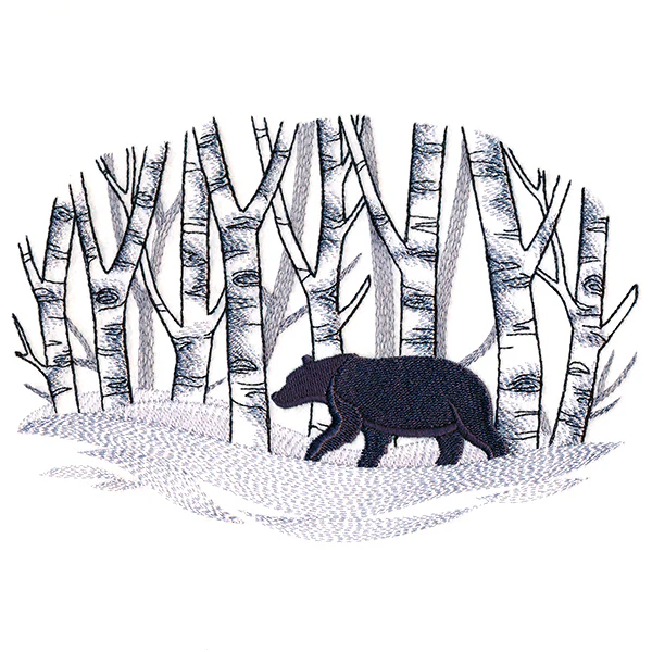 Wintry Birch Bear Scene - Image 3